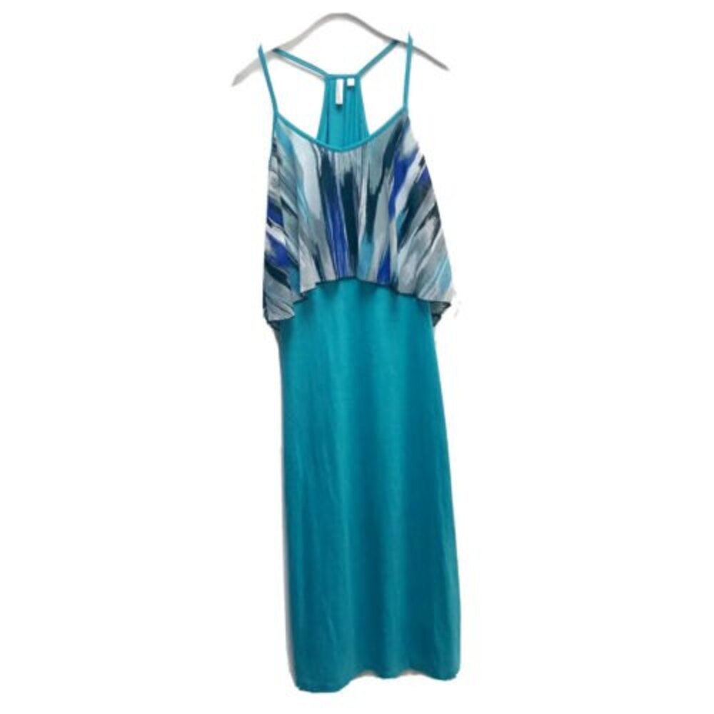 Hang Ten L Maxi Dress Large Juniors Long Stretch Knit Sleeveless Summer Casual